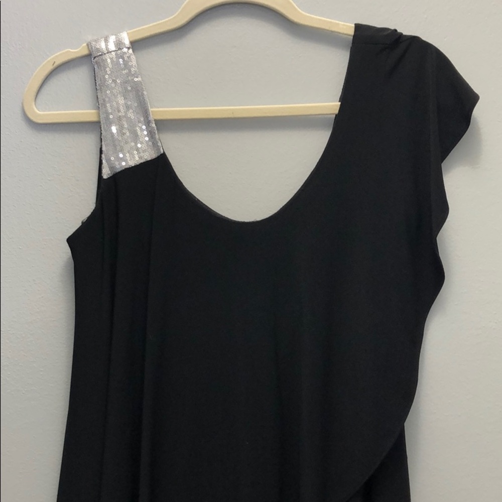 Black dress with sequin sleeve detail